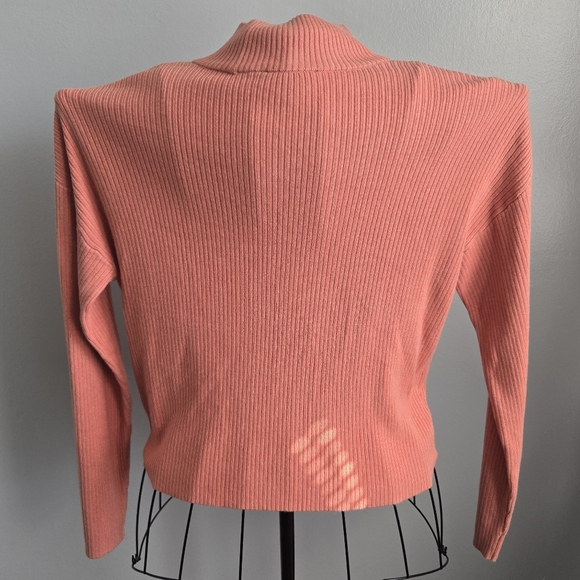 Ann Taylor Mock Neck Ribbed Knit Top Salmon Pink Long Sleeve Size Large - Picture 5 of 7